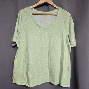 Lane Bryant Mint Green Polka Dot Tee